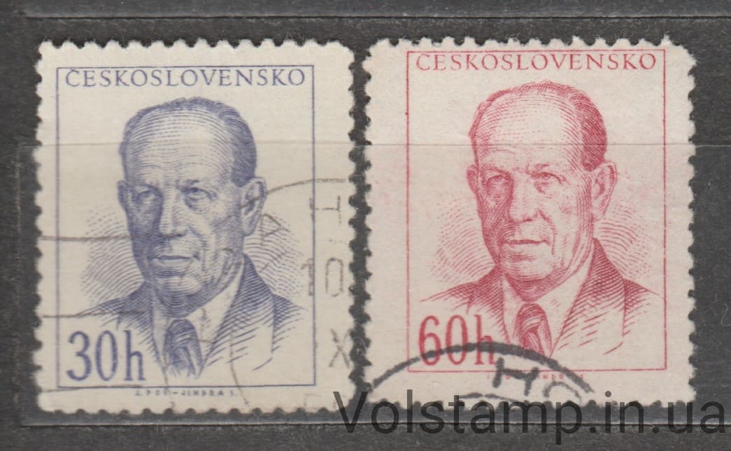Чехословакия Серия марок (Антонин Запотоцкий (1884-1957), президент) Гашеные №816-817 1953 Чехословакия Серия марок (Антонин Запотоцкий (1884-1957), президент) Гашеные №816-817
