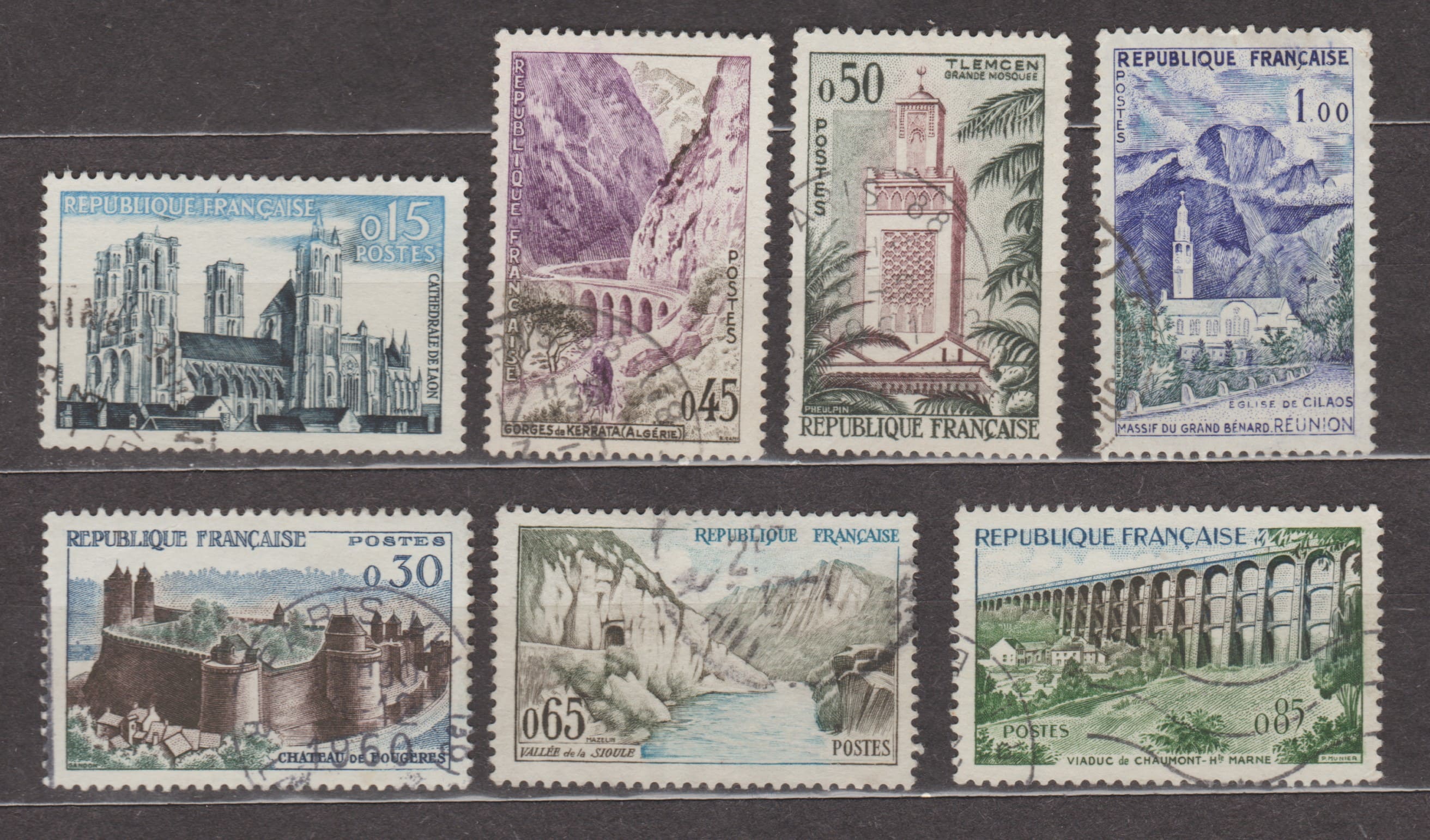 1960 France Stamp Series (Tourist advertising, buildings, landscapes) Used №1283-1289