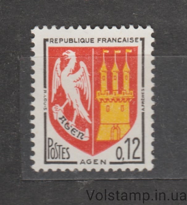 1964 Франция Марка (Герб, Аген) MNH №1472