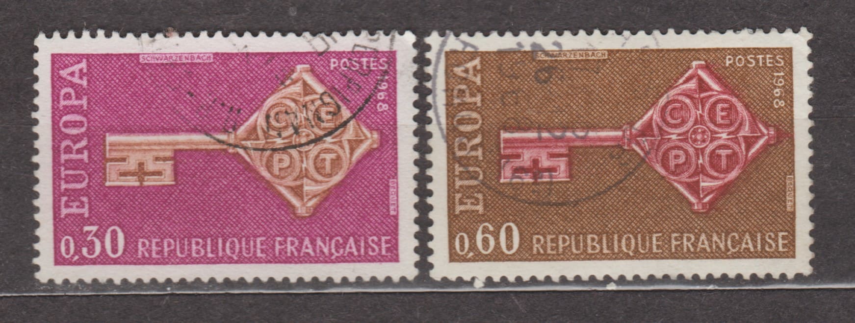 1968 Франция Серия марок (Европа (CEPT) 1968 - Ключ) Гашеные №1621-1622