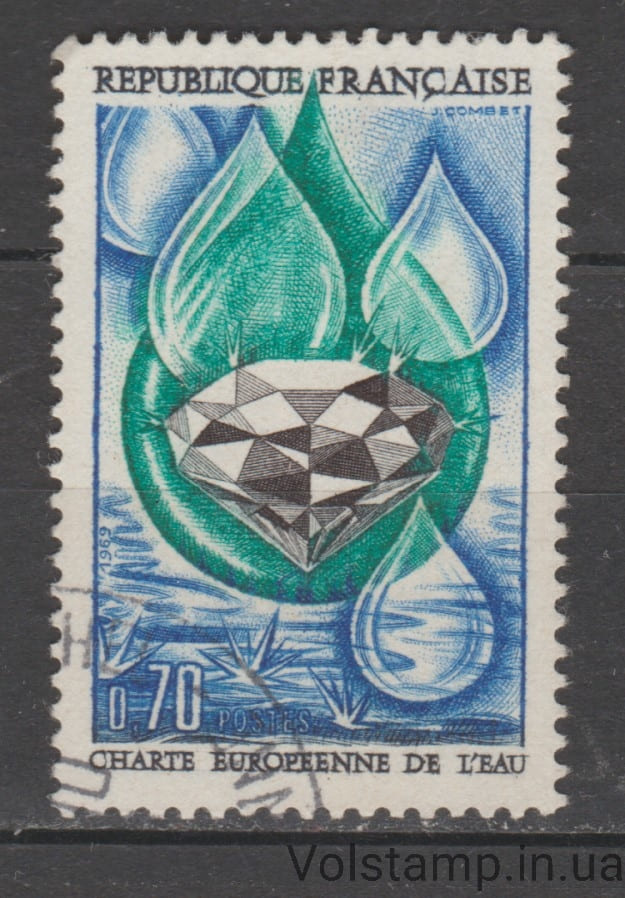 Франция Марка (Европейская Водная Хартия) Гашеная №1682 1969 Франция Марка (Европейская Водная Хартия) Гашеная №1682