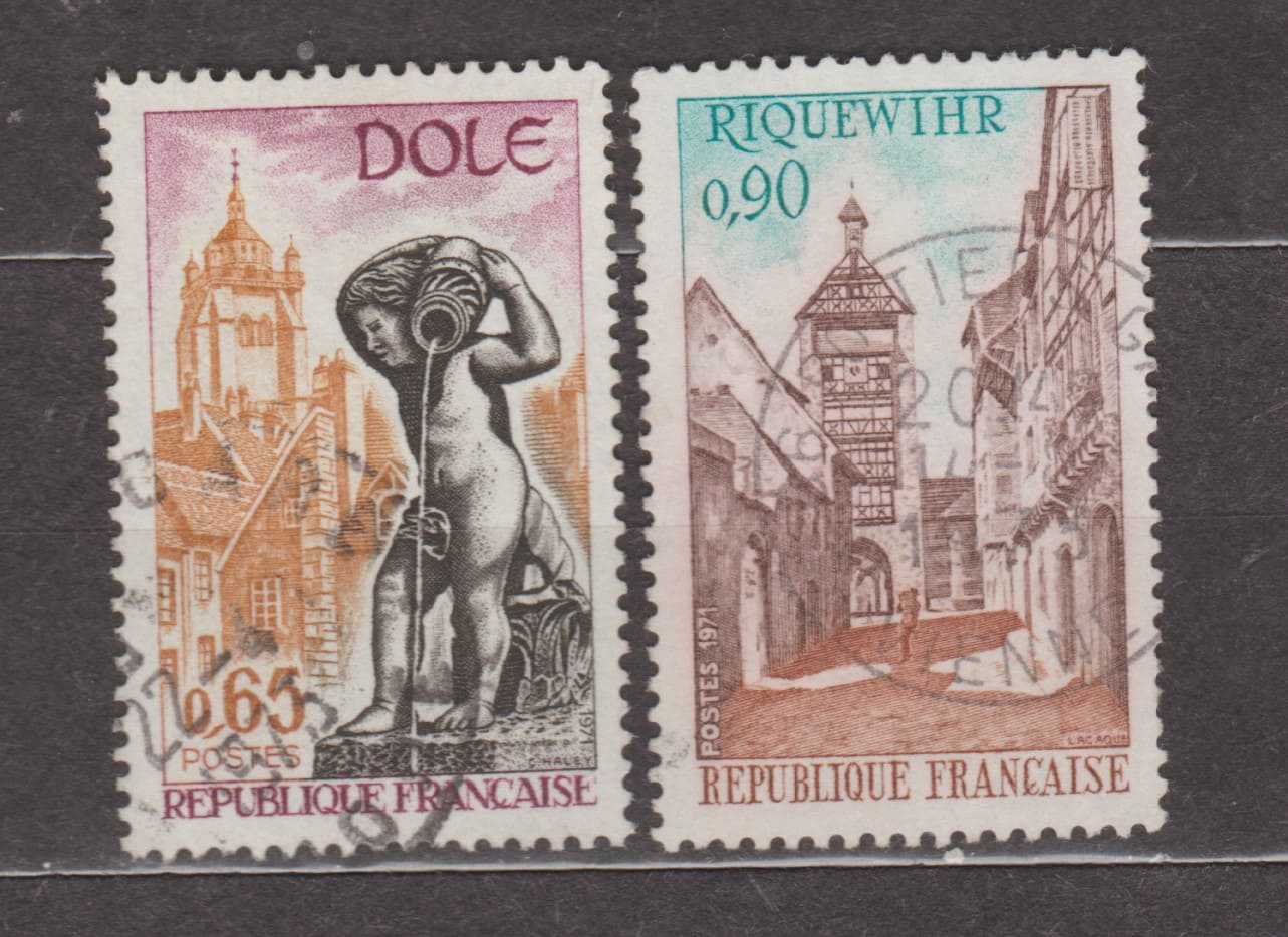 1971 Франция Серия марок (Надвратная башня и дома, Рикевир) Гашеные №1757-1758