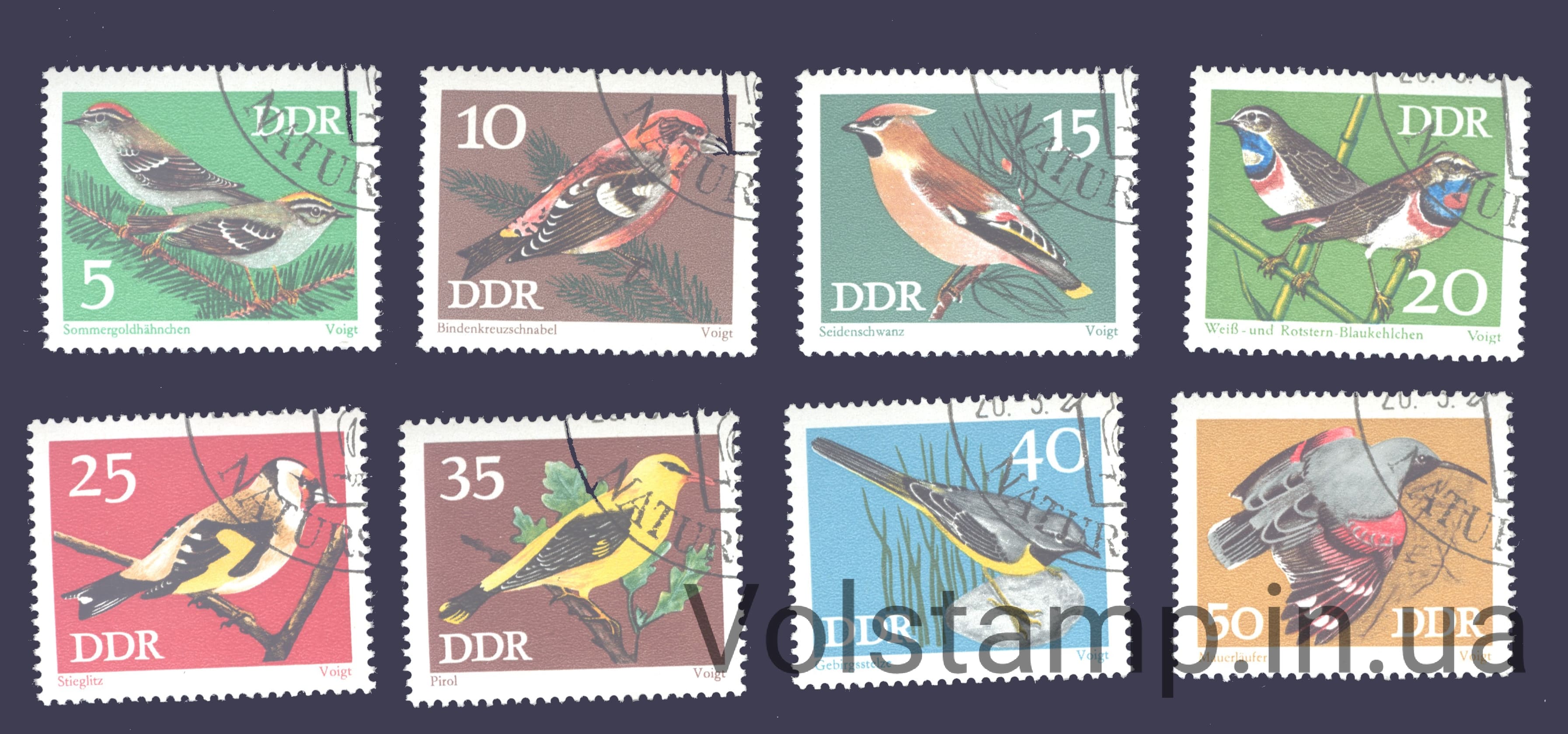 1973 ГДР Серия марок (Птицы) Гашеные №1834-1841