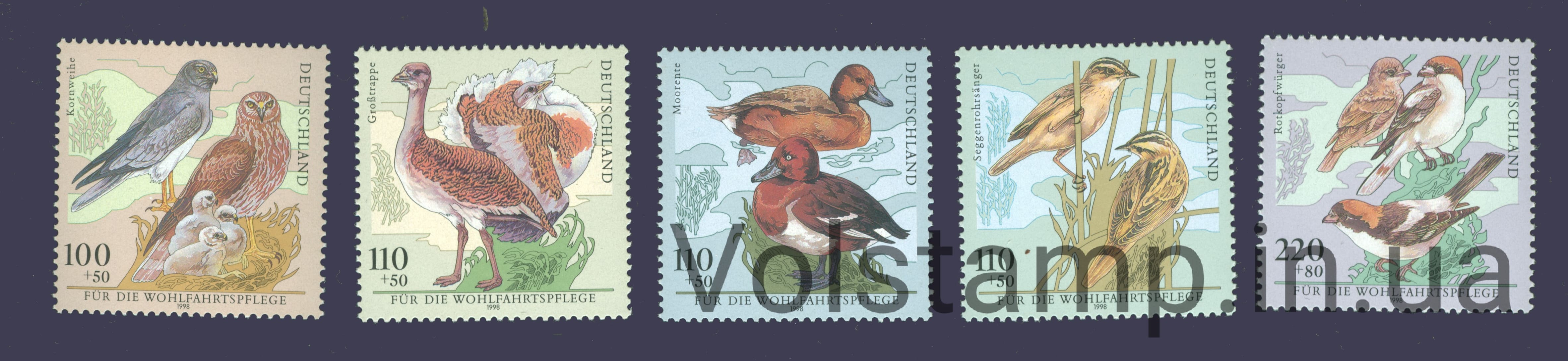 1998 Германия Серия марок (Птицы) MNH №2015-2019