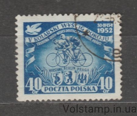 1952 Польша Марка (Гоночные велосипедисты) Гашеная №735