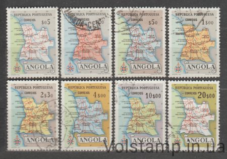 1955 Ангола Серія марок (Мапа Анголи) Гашені №392-399
