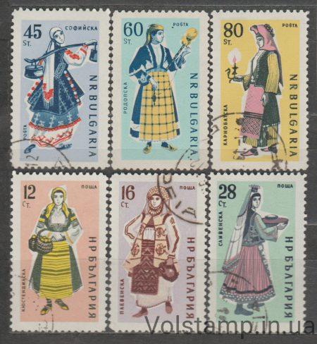 1961 Болгария Серия марок (Народные костюмы) Гашеные №1201-1206
