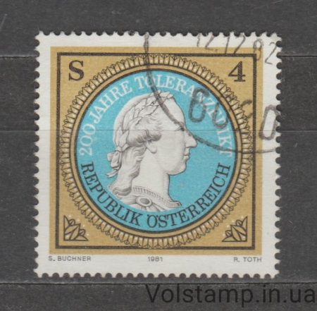 1981 Австрия Марка (200-летие Эдикта) Гашеная №1685
