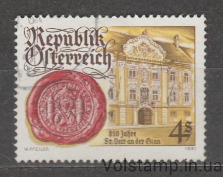 1981 Австрия Марка (850 лет Санкт-Файт-ан-дер-Глан, Каринтия) Гашеная №1675