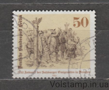 1982 Західний Берлін Марка (Емігранти із Зальцбурга досягають прусського кордону 1732 року) Гашена №667