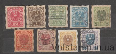 1920 Австрия Серия марок (Гербы) Гашаные №312-320