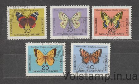 1964 ГДР Серия марок (Бабочки) Гашеные №1004-1008