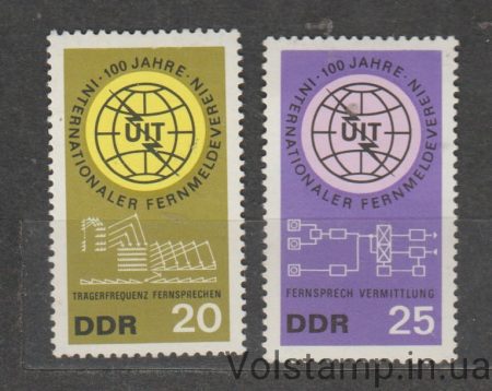 1965 ГДР Серия марок (Столетие Международного союза электросвязи (МСЭ)) MNH №1113-1114