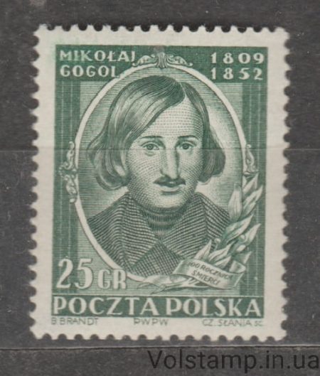 1952 Польша Марка (Николай Гоголь) MNH №743