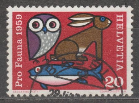 1959 Швейцарія Марка (Захист тварин) Гашена №670
