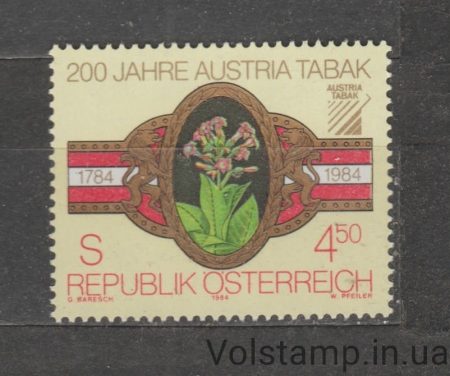 1984 Австрия Марка (Двухсотлетие Austria Tabak) MNH №1769