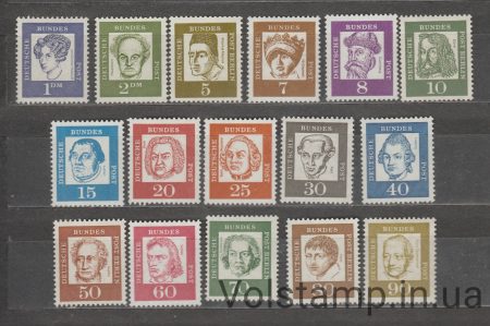 1961 Германия, ФРГ Серия марок (Выдающиеся немцы) MNH №347-362
