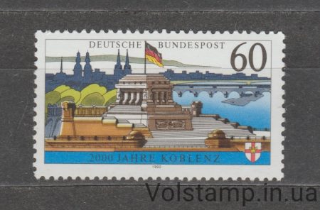 1992 Германия, ФРГ Марка (Основание памятника Вильгельму I и Силуэт города) MNH №1583