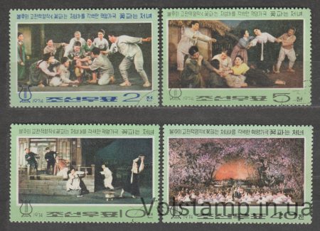 1974 Северная Корея Серия марок (Kkot Puns Blind Sister) Гашеная №1250-1253