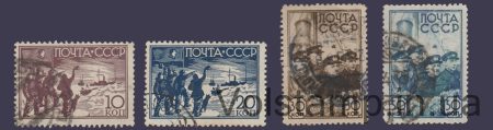 1938 Серия марок (Полярная дрейфующая станция Северный полюс-1) Гашеная №515-518