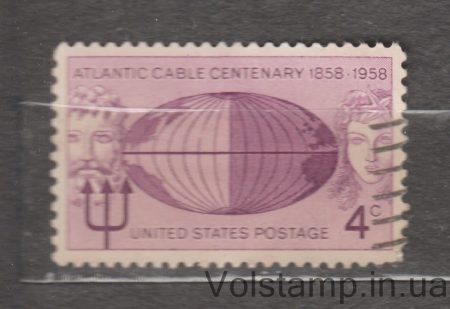 1958 США Марка (Столетие Атлантического кабеля) Гашеная №734
