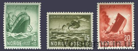 1944 Норвегия Серия марок (Корабли) MNH №295-297