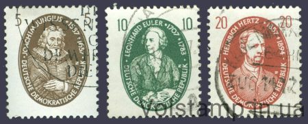 1957 ГДР Серия марок (Известные натуральные ученые) Гашеные №574-576
