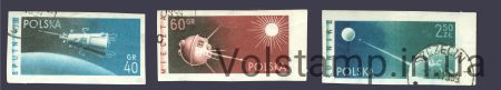 1959 Польша Серия марок без перфорации (Спутники) Гашеные №1127-1129 B