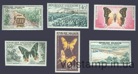 1960 Мадагаскар Серия марок (Бабочки) MNH №455-460