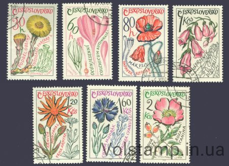 1965 Чехословаччина Серія марок (Лікарські рослини) Гашені №1583-1589