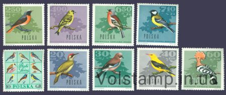 1966 Польша Серия марок (Птицы) MNH №1718-1726