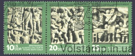 1974 НДР Зчіпка (Мистецтво,, скульптури) Гашені №1988-1990