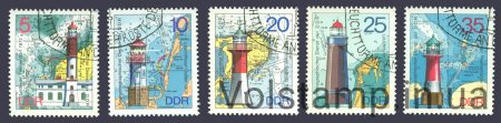 1975 GDR Series of stamps (Lighthouses) Used №2045-2049
