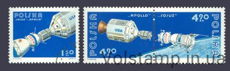 1975 Польща Серія марок (Американські космічні програми apollo-soyuz) Гашені №2386-2388