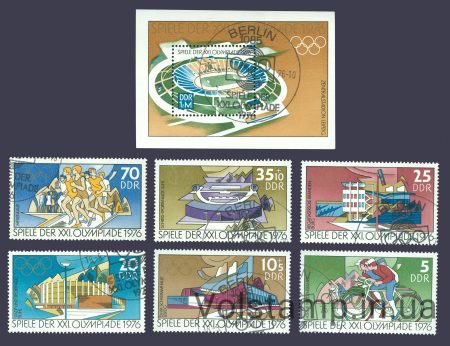 1976 ГДР Серия марок + блок (Летние Олимпийские игры, Монреаль) Гашеные №2126-2132