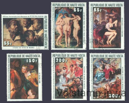 1977 Верхняя Вольта Серия марок (Живопись, ню, Рубенс) Гашеные №690-695