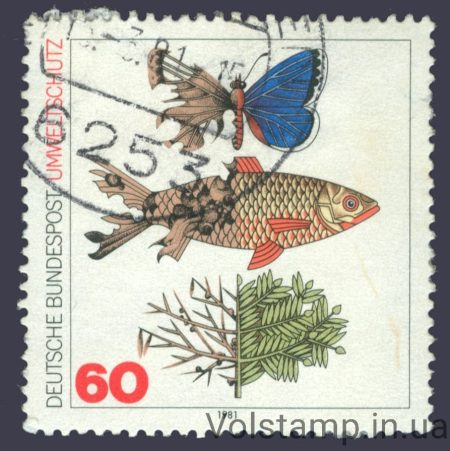 1981 Германия ФРГ Марка (Птица) Гашеная №1087