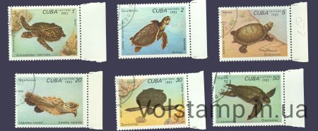 1983 Cuba Series stamps (Reptiles, Turtles) Used №2766-2771