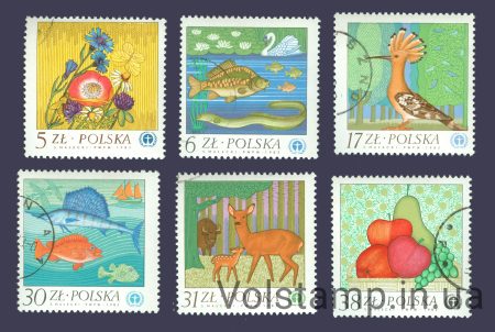 1983 Poland Series stamps (Fish, Fauna, Birds, Fruits) Used №2850-2855