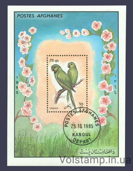 1985 Афганістан блок (Птахи, папугай любові) Гашені №бл 79