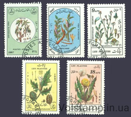 1987 Афганістан Серія марок (Лікарські рослини) Гашені №1562-1566