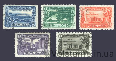 1949 серія марок 20 років Таджицької РСР - Гашені №1384-1388