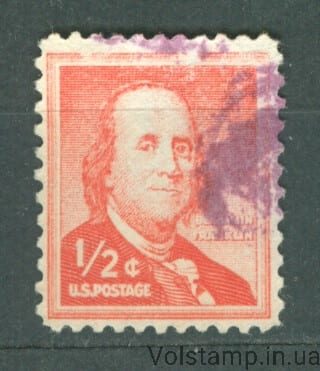 1955 США Марка (Особистість, Бенджамін Франклін, засновник США) Гашена №650