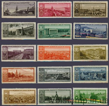 1958 серия марок Столицы союзных советских республик - MNH №2142-2156