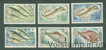 1961 Congo stamp series (Fauna, fish) MNH №13-18