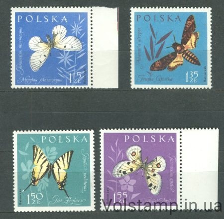 1961 Poland stamp series (Butterflies) MNH №1283-1286