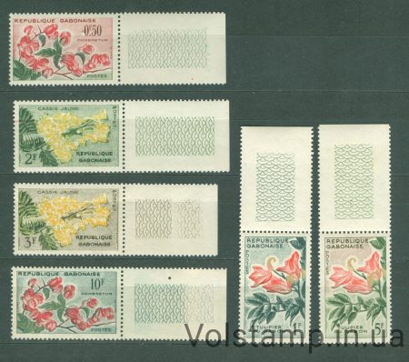 1963 Gabon stamp series (Flora, flowers) MNH №160-165