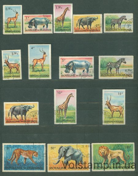 1964 Burundi stamp series (Fauna, mammals) Used №87-101