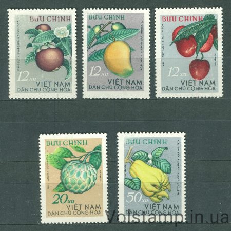 1964 Vietnam stamp series (Tropical fruits) MNH worn №334-338