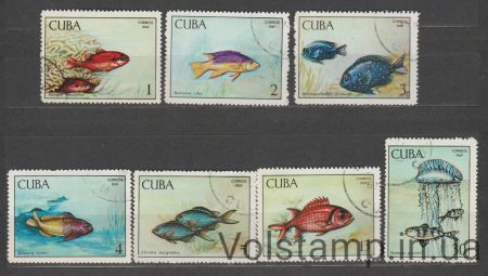 1969 Cuba stamp series (Fauna, fish) Used №1483-1489